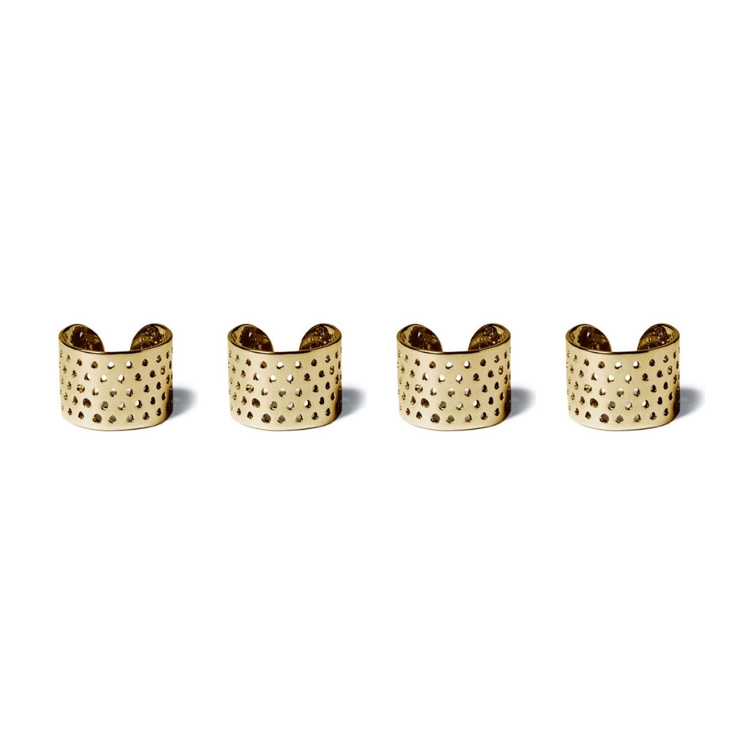 COSTUME GOLD PERFORATED RINGS x4