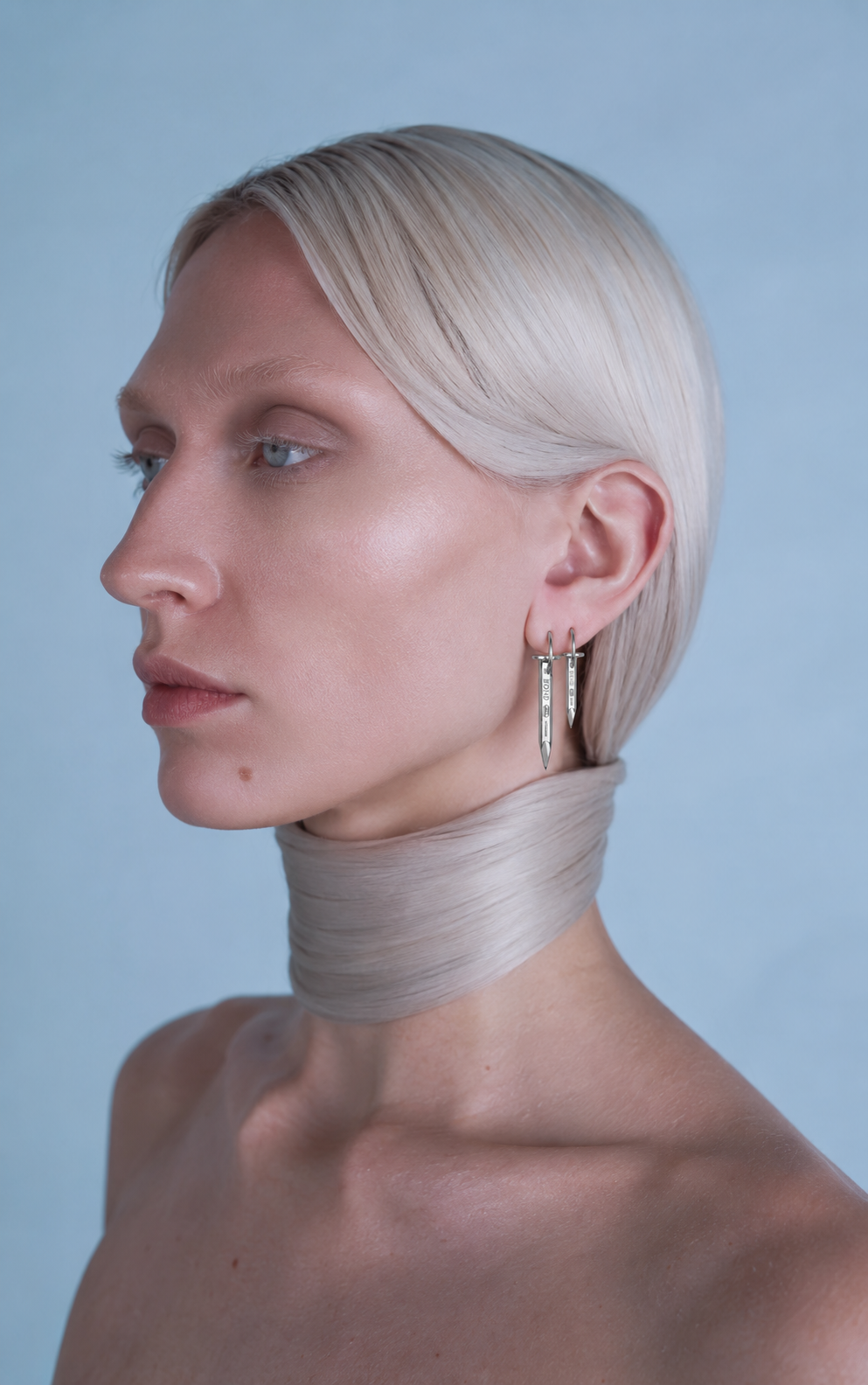 Large Nail Hoop Earring - 935 Silver