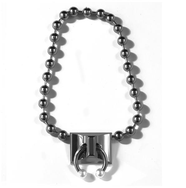 GUNMETAL HITCH PEARL NECKTIE
