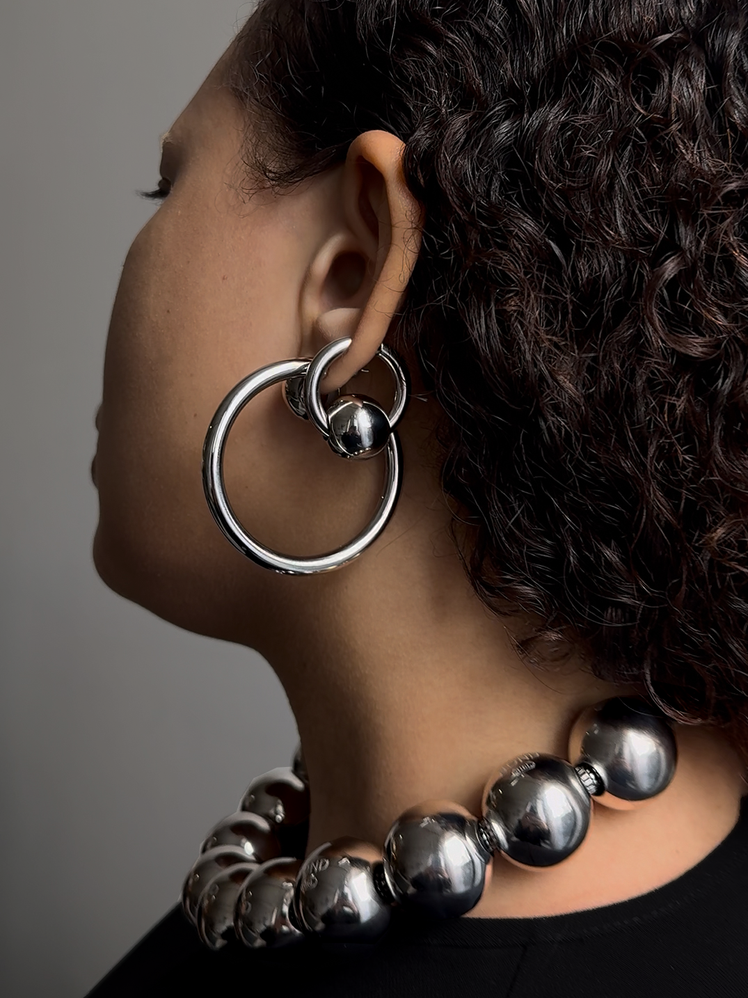 Hollow Hoop Bead Earring