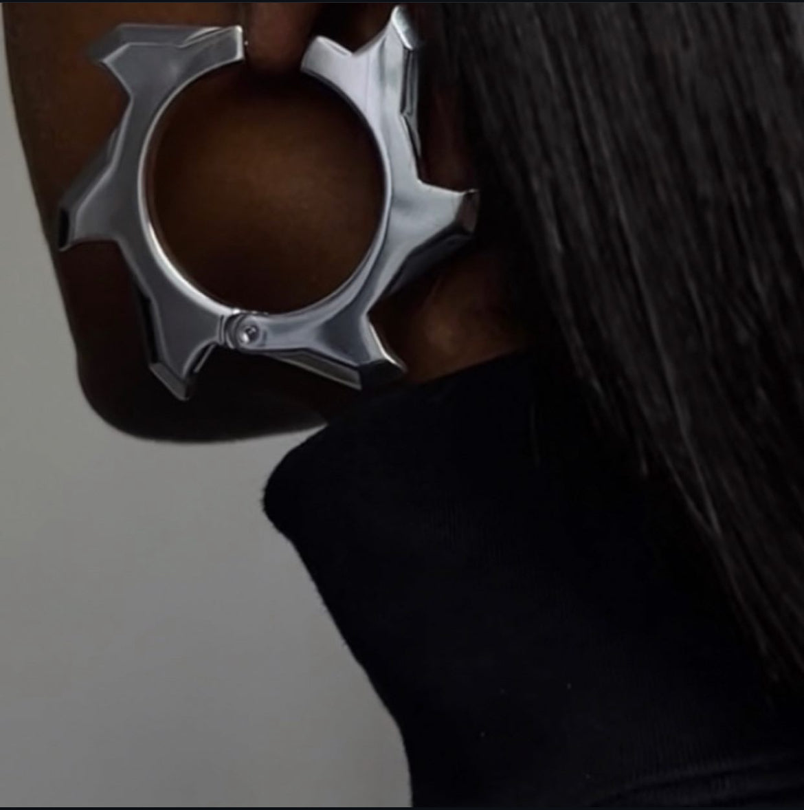 Large Buzzsaw Hoop Earring