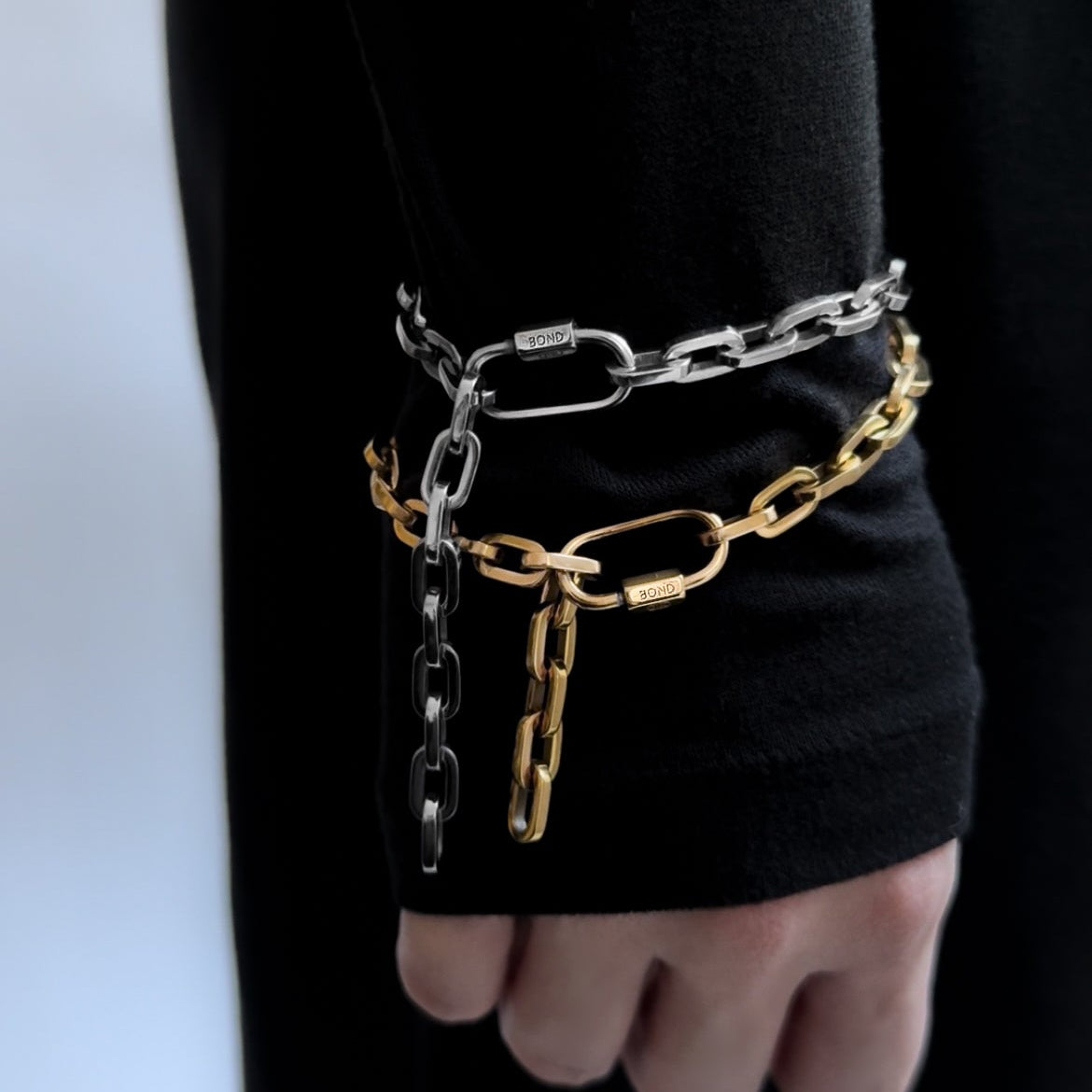 Mini Two-Tone Hex Chain Bracelet