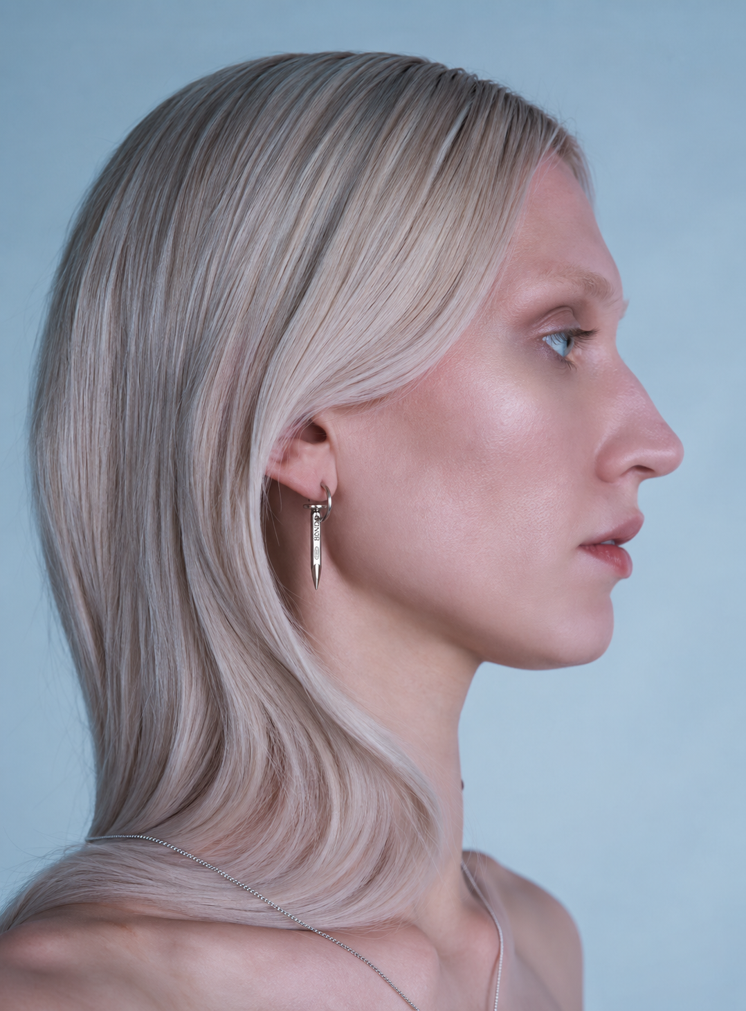 Large Nail Hoop Earring - 935 Silver