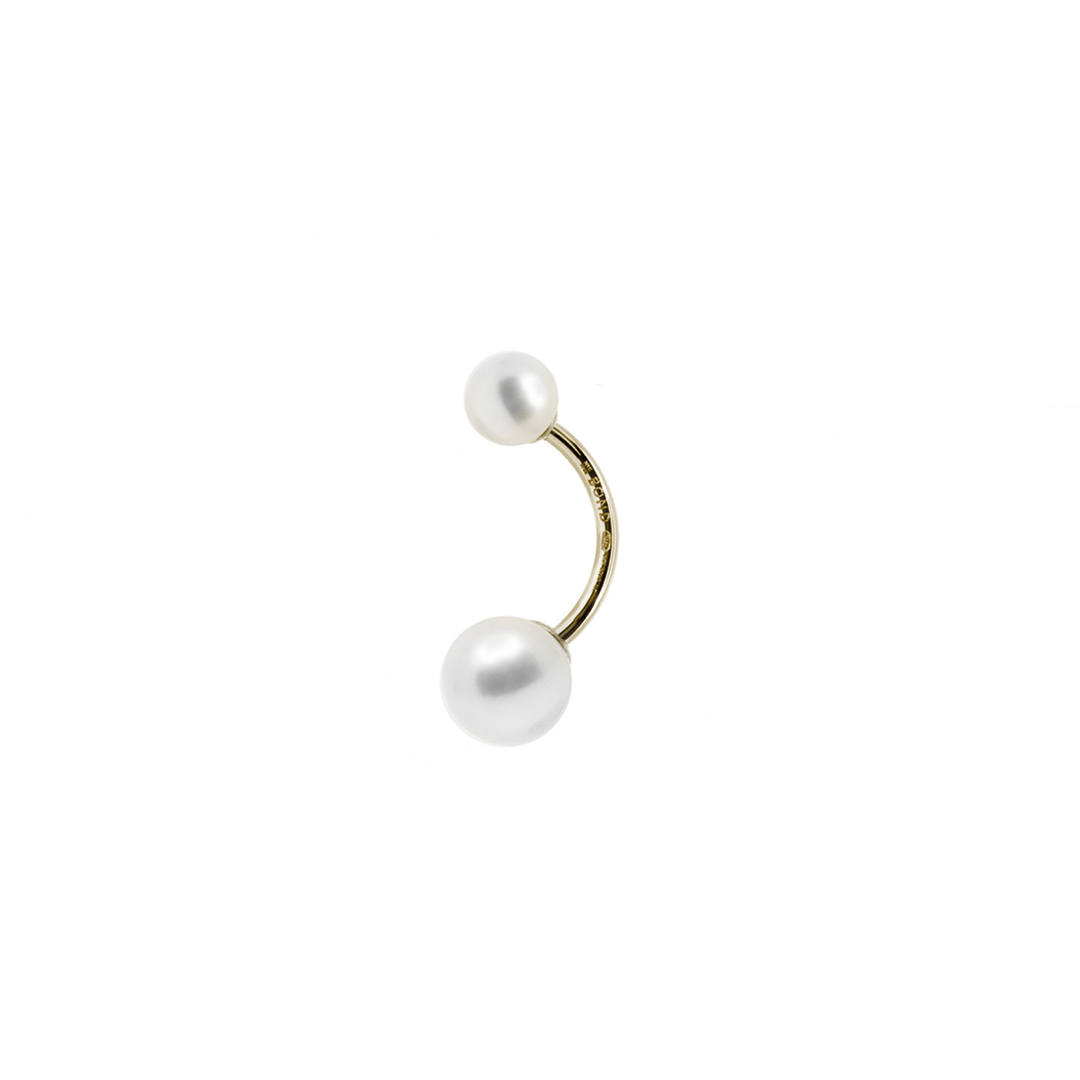5mm + 8mm Pearl 14mm Curved Piercing Earring