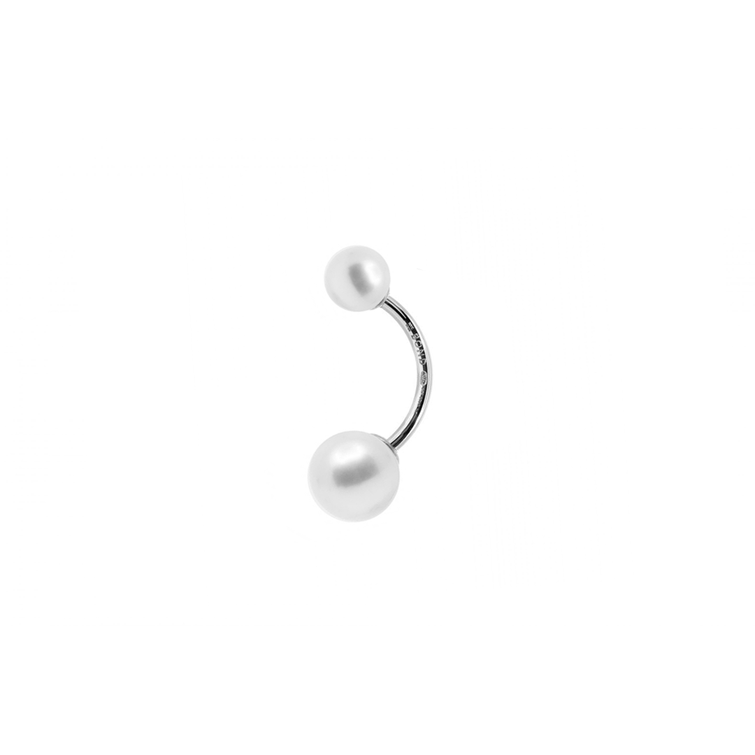 5mm + 8mm Pearl 14mm Curved Piercing Earring