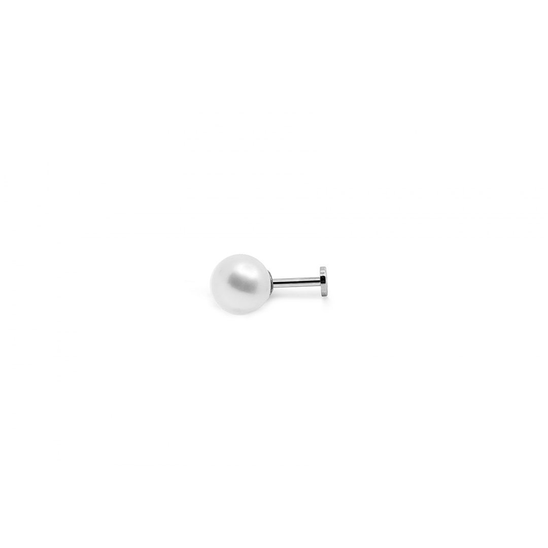8mm Pearl Flatback Piercing Stud
