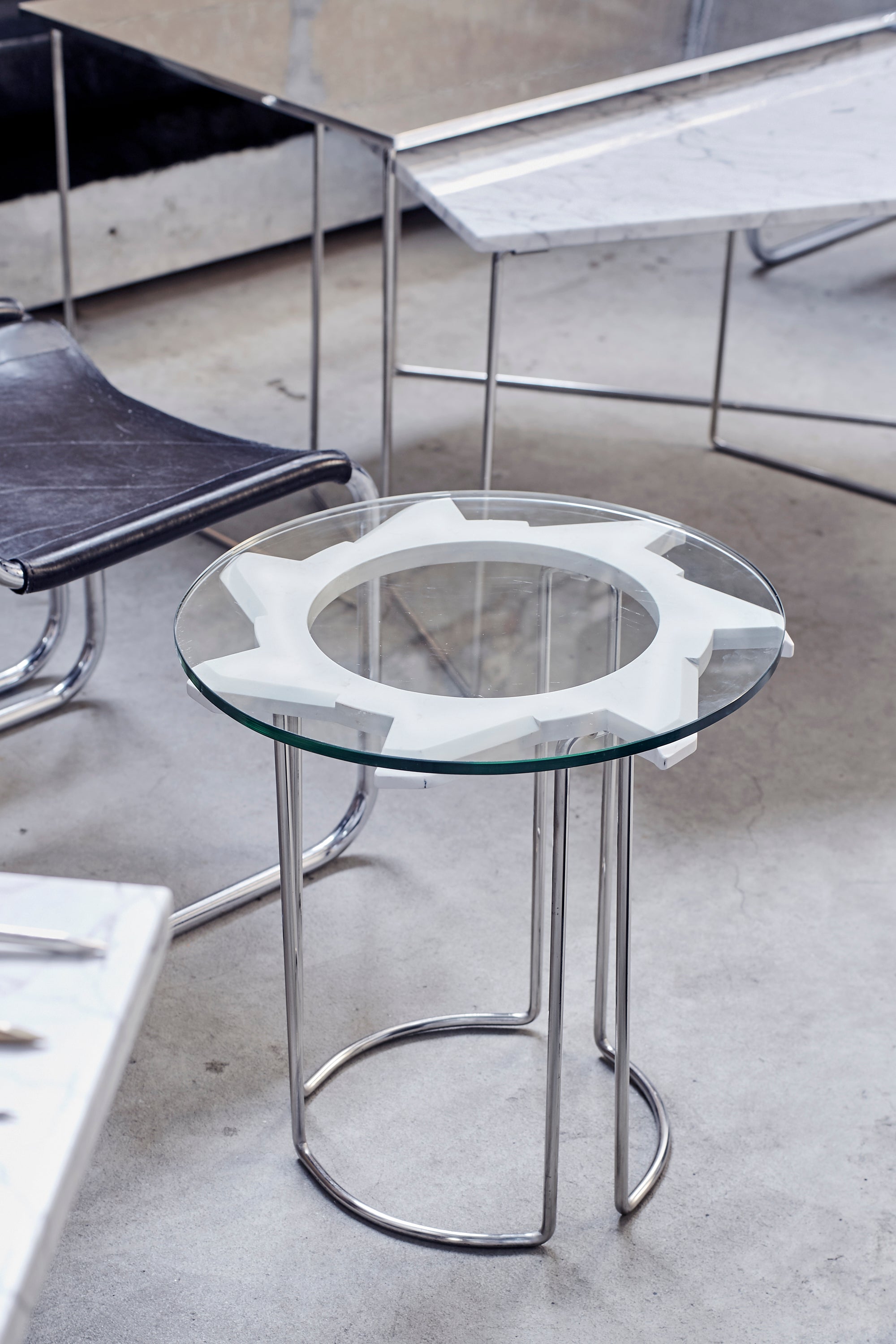 Marble Buzzsaw End Table