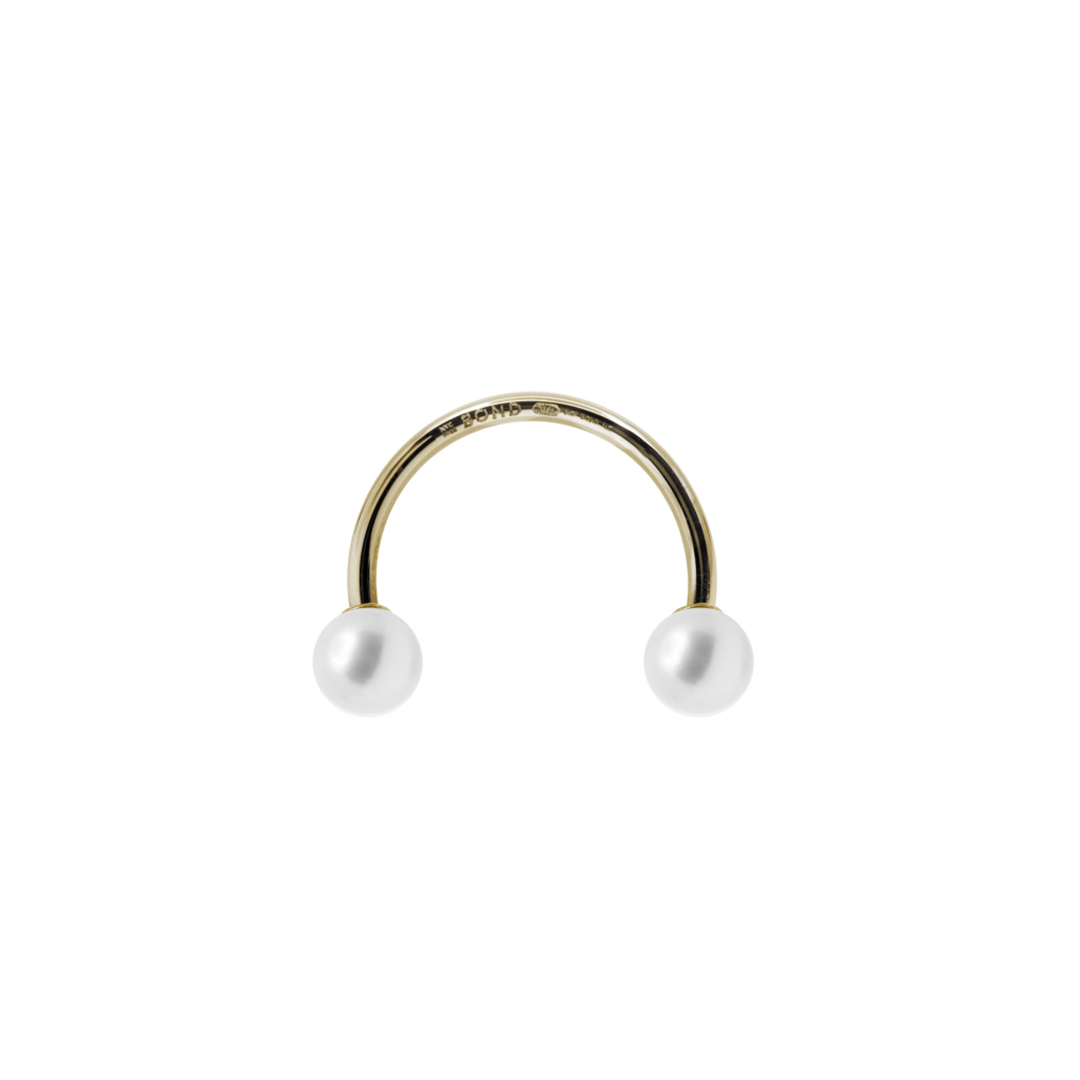 Double 5mm Pearl + 16mm Curved Bar Piercing Earring