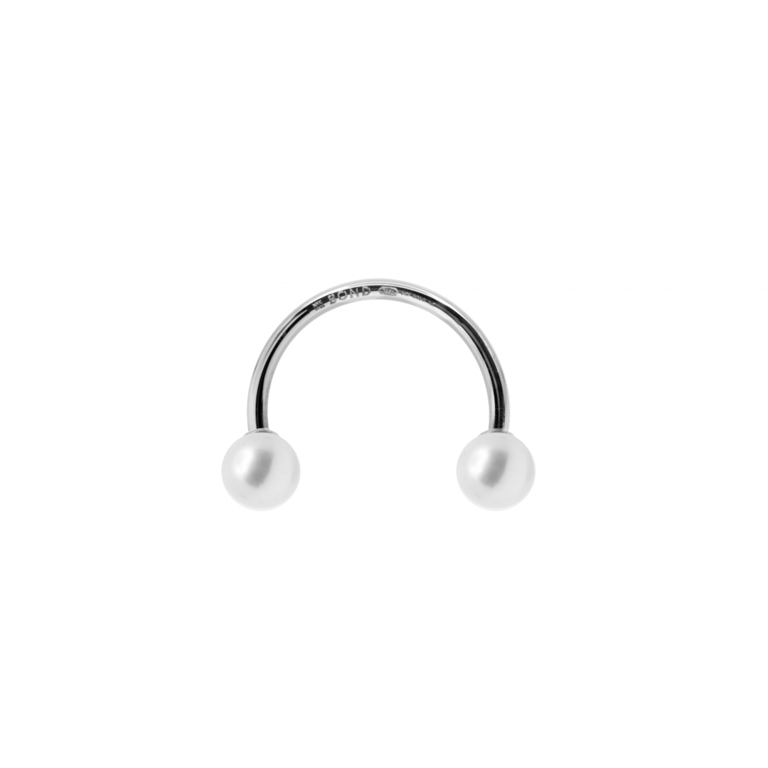 Double 5mm Pearl + 16mm Curved Bar Piercing Earring