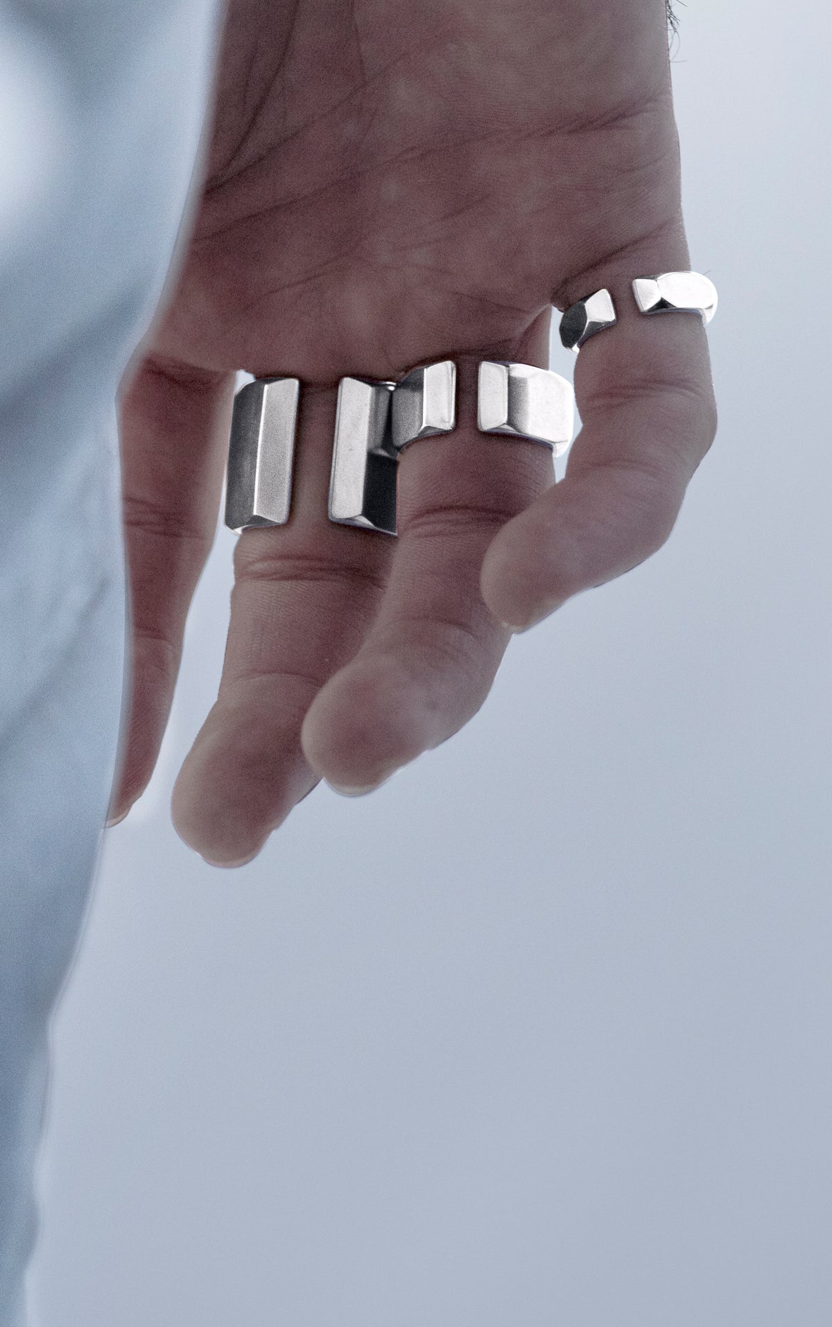 Hex Ring Medium- 935 Silver