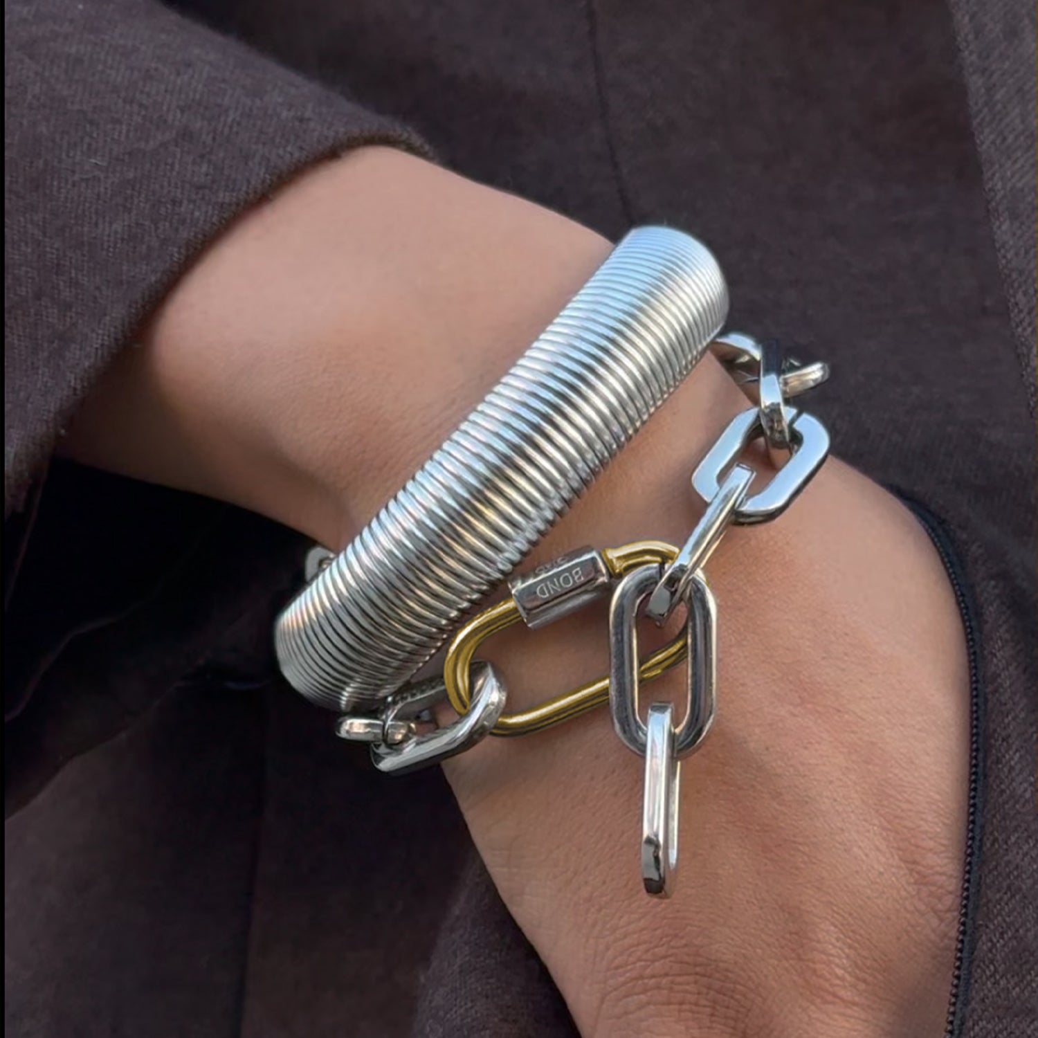 Two-Tone Hex Chain Bracelet