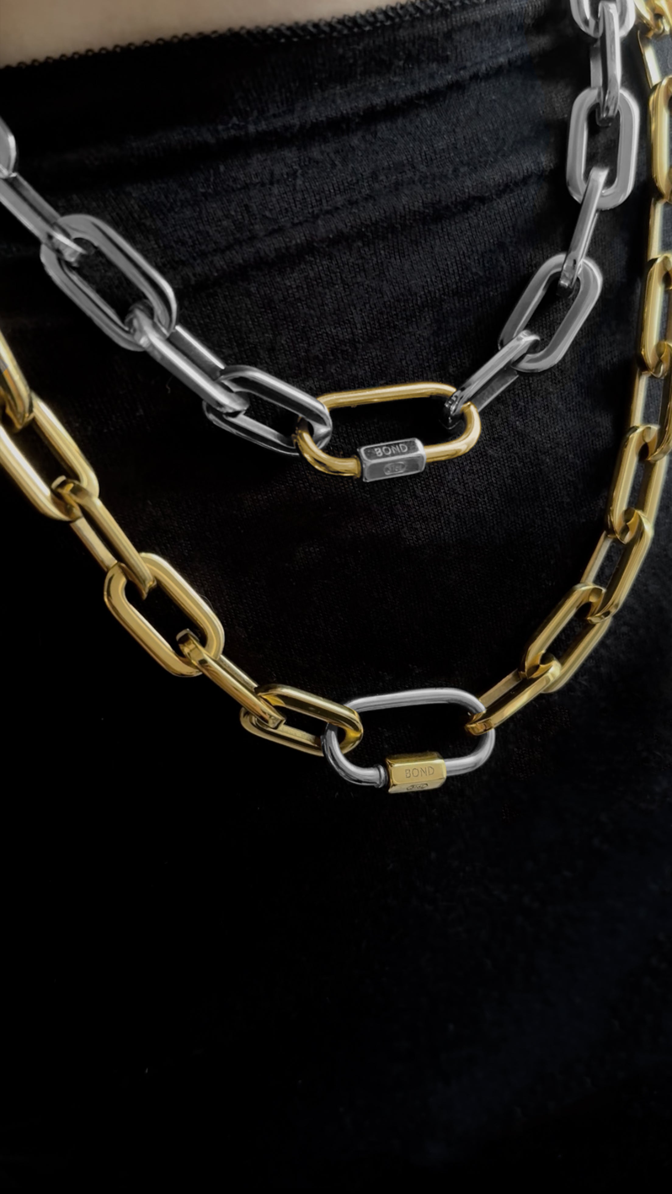 Two-Tone 22" Hex Chain Necklace