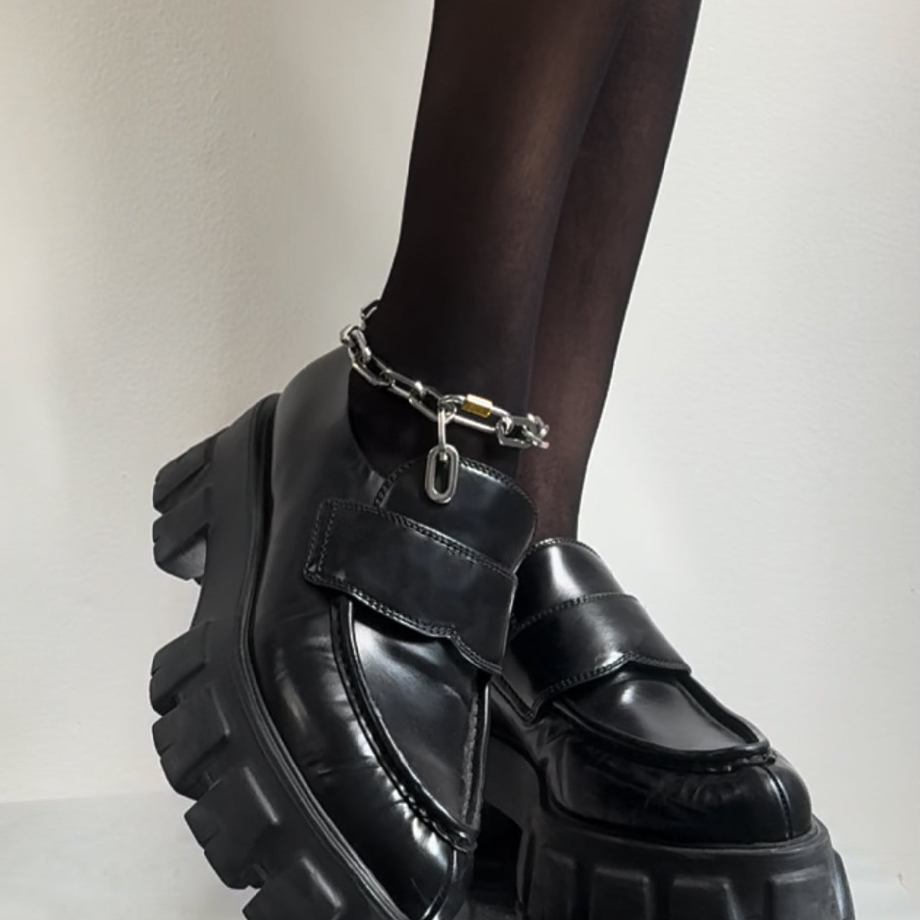 Two-Tone Hex Chain Anklet